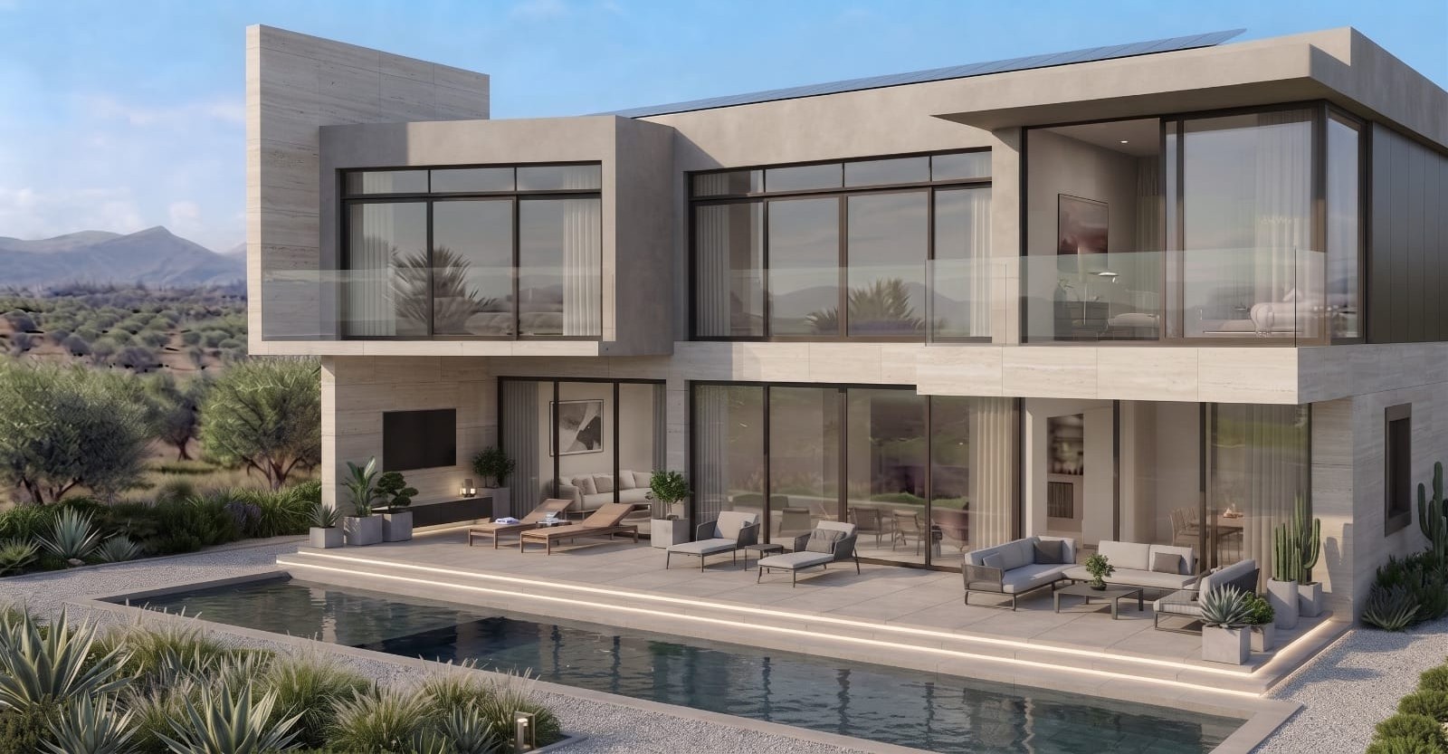 Villa contemporánea con piscina y jardines en entorno natural