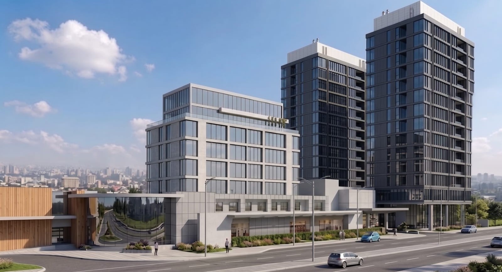 Conjunto de torres residenciales urbanas de diseño contemporáneo